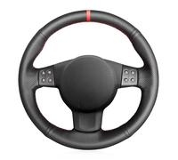 Funda Volante Coche para Seat para Leon (Mk2) 2006-2008 para Ibiza (6L) 2007 Negro Cuero Artificial Cosido a Mano Protector Volante Accesorios Cubre Volante Coche(Black Thread)