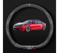 Funda Volante Coche para Tesla Model 3 Highland 2024,Cubierta Volante de Cuero de Microfibra Moda Antideslizante de Cuero Interior del Coche