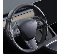 Funda Volante Coche Para Tesla Para Modelo 3/Y Protector Para Volante Coche Gamuza Fibra Carbono Manillar Antideslizante Ultrafino Absorbente Sudor(Tsl-black)