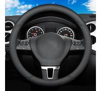 Funda Volante Coche para Toyota C-HR I 2017-2024,Cubierta de Volante de Cuero de Microfibra 37-38cm/15'' Antideslizante Suave Adecuado para Todas Las Estaciones,Black-1-Round Type