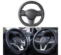 Funda Volante Coche para VW Caravelle (T6.1) 2019-2023, 38CM / 15 '' con Durabilidad Seguridad Antideslizante Protector Volante Coche de Fondo Plano para Hombres y Mujeres,Schwarz D-Form