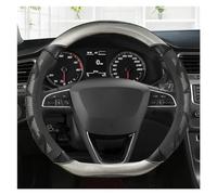 Funda Volante Coche Transpirable Antideslizante 38CM O Forma D Forma De Fibra De Carbono Cuero Protector para Volante De Coche para Seat para Tarraco para Arona para Ateca(Grey D Shape)