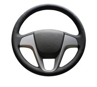 Funda Volante Coche Transpirable Antideslizante Protector Cuero Genuino Volante Coche, Bricolaje, para Hyundai para Verna para Solaris (RU) I20 2009-2016 para Accent(White Thread)