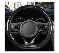 Funda Volante Coche Transpirable Antideslizante Protector De Cuero Y Fibra De Carbono En Forma De D para Volante De Coche, para Kia para Sportage para Rio 3 para Soul 38CM(Negro)