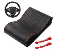 Funda Volante Coche Universal de Piel de Microfibra, Funda de Volante Cosida a Mano con Diseño Transpirable y Antideslizante, Cubre Volante para la Mayoría de Coches (37-38 cm de Diámetro), Negro