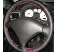 Funda Volante Cubierta Cuero Perforado Negro Rojo Embellecedor Cubierta Volante Cuero Cosido A Mano para Peugeot 307 2001 2002-2008 307 para SW 2005 2006 2007 2008 Funda Volante Coche