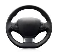 Funda Volante Cuero para Peugeot 308 2014 2015 2016 2017 2018 2019 Funda Volante Coche Cuero Artificial Negro Antideslizante Cosida Mano Funda Volante(Red Thread)