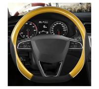 Funda Volante Fibra Carbono Cuero Antideslizante 38 Cm para Seat para Tarraco para Arona para Ateca para Ibiza Funda Volante Coche(Gold D)
