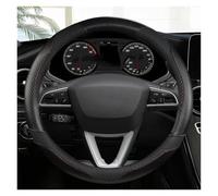 Funda Volante Fibra Carbono Y Cuero Antideslizante De 38 Cm para Seat para Tarraco para Arona para Ateca para Ibiza Cubierta Volante Coche(Black O)