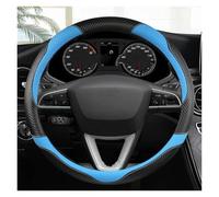 Funda Volante Fibra Carbono Y Cuero Antideslizante De 38 Cm para Seat para Tarraco para Arona para Ateca para Ibiza Cubierta Volante Coche(Blue O)