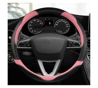 Funda Volante Fibra Carbono Y Cuero Antideslizante De 38 Cm para Seat para Tarraco para Arona para Ateca para Ibiza Cubierta Volante Coche(Pink O)
