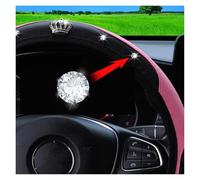 Funda Volante Funda para Volante de Coche de 3 Piezas con Corona Bordada de PU y Diamantes, sin Anillo Interior, para Freno de Mano y manija Cubierta de Volante(Pink)
