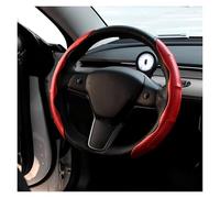 Funda Volante Funda Universal Antideslizante para Volante de Coche, 2 mitades, Fibra de Carbono y Silicona. Cubierta de Volante(Red)