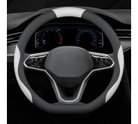 Funda Volante para Audi Q7 5 Seats 2016-2023, Cubierta de Cuero Antideslizante y Transpirable Diseño Específico Fácil Instalación,D-Shape-Black and White