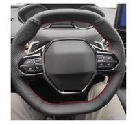 Funda Volante para Peugeot E-208 (2020), 508 (2019), 3008 (2020), 4008 (2016-2019). Funda para Volante de Coche de Piel sintética Cosida a Mano Cubierta de Volante(Red Thread)