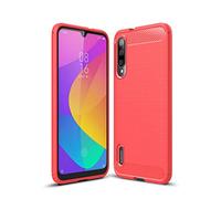 Funda Xiaomi Mi A3, Funda Mi A3, Cruzerlite Carbon Fiber Texture Design & Leather Texture Design Back Cover Anti-Scratch Shock Absorption Case for Xiaomi Mi A3 (Red)