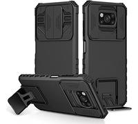 Funda Xiaomi Poco X3 Pro/Poco X3 NFC, Carcasa Protección Deslizante para la Cámara, con 360 Grados Full Body Anti-Shock Anti-arañazos Case Protector Bumper Silicona y Armor Soporte Carcasa, Negro