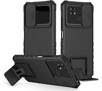 Funda Xiaomi Redmi 10C / POCO C40, Carcasa Protección Deslizante para la Cámara, con 360 Grados Full Body Anti-Shock Anti-arañazos Case Protector Bumper Silicona y Armor Soporte Carcasa, Negro