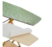 Funda y Muletón para Tabla de Planchar, Compatible con Modelos Foppapedretti, Color Plata/Verde, Tejido 100% Algodón, 115 x 63 cm, Made in Italy