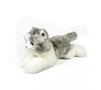 FUNDACIÓN BOCALAN - Peluche Gato Gris y Blanco Tumbado 25cm - + 0 Meses (DeQube 939D00300)