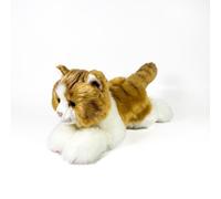FUNDACIÓN BOCALAN - Peluche Gato Marrón y Blanco Tumbado 25 cm - + 0 Meses (DeQube 939D00299)