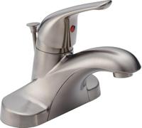 Fundaciones Delta B510LF-SS único mango Centerset baño grifo, inoxidable