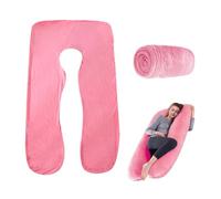 Fundadealmohadadeembarazo,140 x 80 cm,Fundadealmohada corporal para embarazadas,Funda de almohada de embarazo extraíble, FundadeAlmohada del Cuerpo del Embarazo,Funda de almohada en forma de U (Rosa)