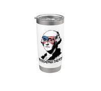 Fundador Daddy George Washington American Flag Grunge Vaso térmico de acero inoxidable de doble pared