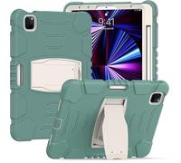 Fundador Samsung Tab en 10.1 T590 T595 con Soporte, Duradero, híbrido, Resistente a los Impactos, Tres Capas, Carcasa Protectora de Silicona para tabletas Infantiles (Green Jade)