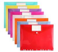 Fundas A4 Impermeables - Juego de 8 Carpetas Portadocumentos con 11 Agujeros, Cierre de Velcro y Bolsillo para Etiquetas, Organizador de Documentos para Escuela, Oficina y Hogar