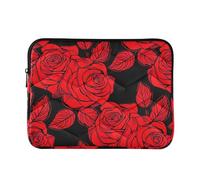 Fundas acolchadas delgadas para laptop Apple Universal Men Office Computer Cover para Computer Pro 14 Sleeve Red Roses Black Large