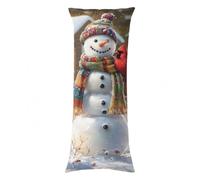 Fundas Almohada 145x40cm, Funda de Almohada Invierno Cojines Muñeco de Nieve Terciopelo Almohada Larga Doble Cara Impresión Body Pillow, Mejorar la Calidad del Sueño, para Sofá Hogar Decor, Model1913