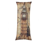 Fundas Almohada 150x50cm Retro Funda de Almohada Gran Ben Cojines Cama Terciopelo Tacto Muy Suave Doble Cara Impresión Body Pillow con Cremallera Invisible para Camas Sofá Decoración Sala, Model1947