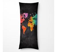 Fundas Almohada 40 x 145cm Mapa del mundo Fundas Cojines Sofa Cama Larga Terciopelo Paisaje Doble Cara Impresión con Cremallera Invisible para Terraza Sofa Cama Decoracion Hogar Regalo Mujer HBZT-4563