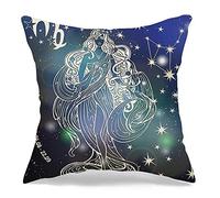 Fundas Almohada Virgo Zodíaco Horóscopo Constelaciones Estrellas Resumen Espacio Oscuro Futuro Antiguo Acuario Astrológico Funda De Almohada del Sofá Fundas De Cojín Cuadradas, 45x45cm