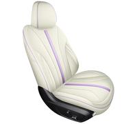 Fundas Asiento 1 Uds. Funda De Asiento Conductor Cuero Lujo Personalizada Para Nissan Para Qashqai J10 2008-2013 2014 2015(Front Standard White Purple)
