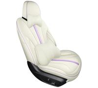 Fundas Asiento 1 Uds. Funda De Asiento Conductor Cuero Lujo Personalizada Para Nissan Para Qashqai J10 2008-2013 2014 2015(Front Luxury White Purple)