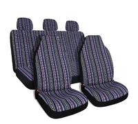 Fundas Asiento Juego Completo Fundas Asiento Coche A Rayas con Almohadillas Cinturón Seguridad Funda Volante Fundas Asiento Universales Lavables Coches Funda Coche Asientos(Green Purple)