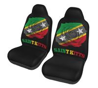 Fundas Asientos Bandera De San Cristóbal con Flores Funda Asiento Coche Accesorios Fundas De Asiento Impermeables Funda De Asiento Delantero para SUV Coches Asiento Automóvil 52X138CM