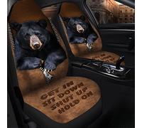 Fundas Asientos Coche Black Bear Get In Sit Shut Up Hold On Cubierta De Asiento De Coche Universal Protector De Asiento Suaves Fundas Delanteros Coches para Vehículo Camión SUV 52X138 CM