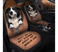 Fundas Asientos Coche Border Collie Get In Sit Shut Up Hold On Fundas Delanteros Coches Universal Funda Asientos Coches Decoración Protector De Asiento para SUV Vehículo Furgonetas 52X138 CM