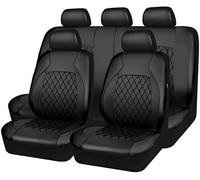 Fundas Asientos Coche Cuero Sintético Transpirable para Ford Kuga 2008-2026, Protector Interior Coch Cobertura Completa Impermeable Antideslizante Resistente Desgaste,A/Black