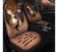 Fundas Asientos Coche Deer Get In Sit Shut Up Hold On Protector De Asiento Universal Cubierta De Asiento De Coche Decoración Funda Asientos Coches para Automó Vehículo Camión 52X138 CM