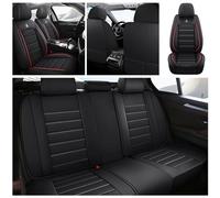 Fundas Asientos Coche para Mercedes Benz M-Klasse Ml 250 W166 | Cuero PU, Impermeable, Universales Antideslizante Transpirable, Cómodo, Resistente Al Desgaste(Black-red)