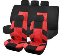 Fundas Asientos Coche para Scirocco/Sharan/T-Cross/T-roc/Taro/Tiguan/Touareg/Touran, Cómodo y Transpirable Set Completo Protector Cubre Asientos Delanteros Y Traseros Fundas,E-Red