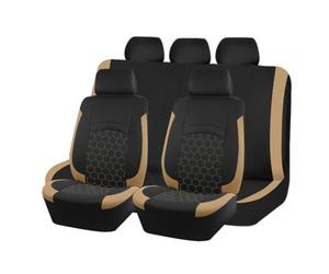 Fundas Asientos Coche para Skoda Kodiaq Sportline | Compatible con Airbag, Tela Elástica Lateral, Cubre Cabezal Extraíble, Costura Poligonal
