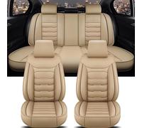 Fundas Asientos Coche para Volvo XC60 2009-2023, Piel Sintético Impermeable Protector para Asientos Delanteros y Traseros de Automóvil,A/Beige