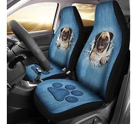 Fundas Asientos Coche Pug Dog Jean Art Background Fundas Delanteros Coches Universal Funda Asientos Coches Decoración Protector De Asiento para Camión Furgonetas SUV 52X138 CM