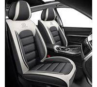 Fundas Asientos Coche Universales para Ford Raptor Ranger 4-Trac Galaxy Escort Crown Victoria, Impermeable Transpirable PU Cuero Antideslizante,Regalo de Cumpleaños(Gray White)