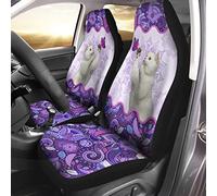Fundas Asientos Coche White Cat Purple Mandala Pattern Protector De Asiento Universal Cubierta De Asiento De Coche Resistente Fundas Delanteros Coches para SUV Furgonetas Vehículo 52X138 CM